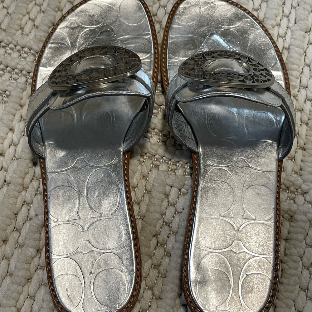 Coach Metallic Silver Sandals - Picture 2 of 2